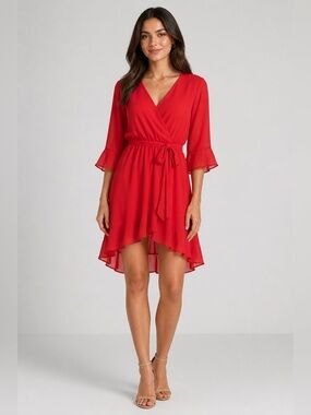 Tinsel Denim NWT V Neck Red Mini Dress